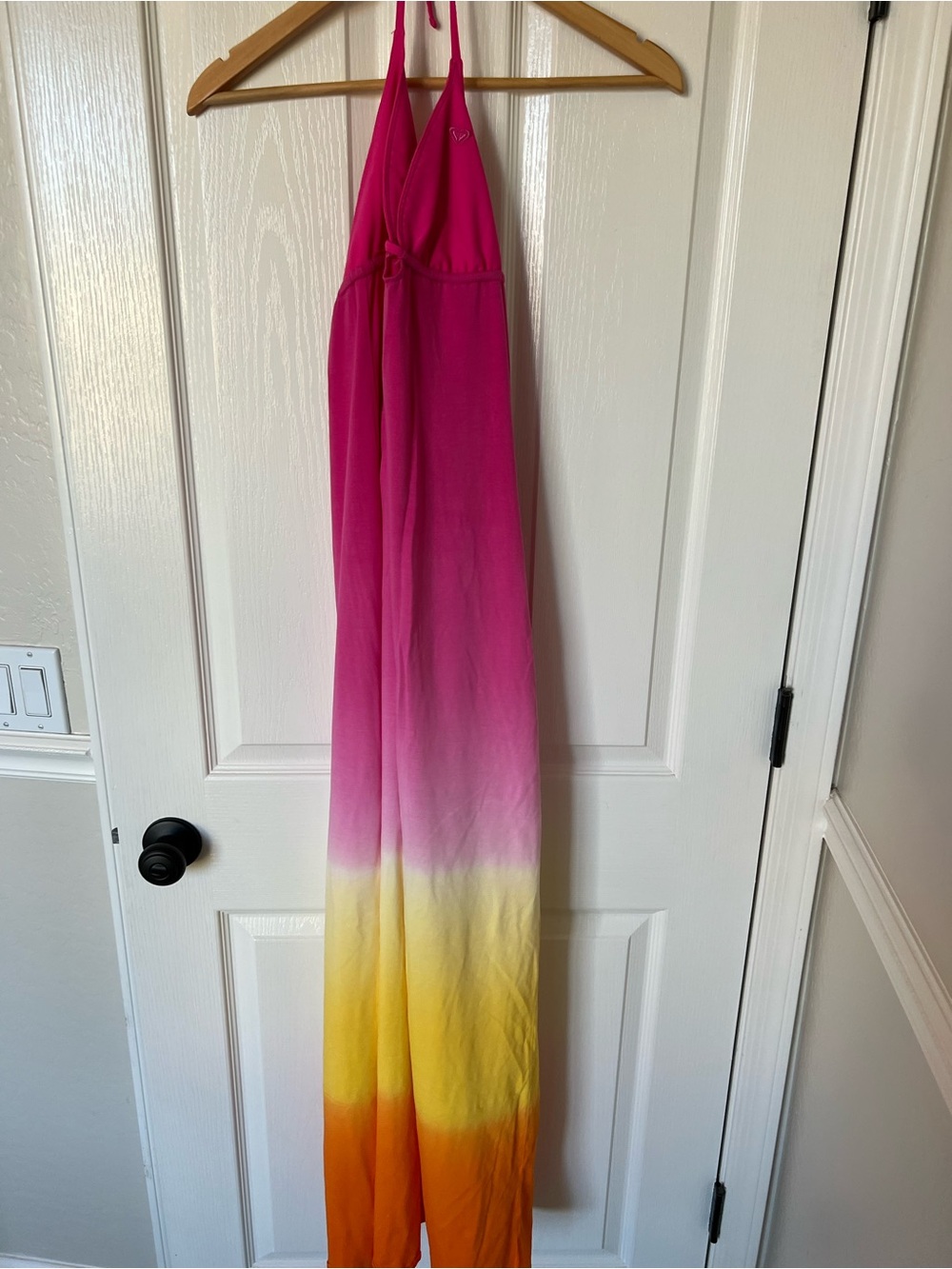 Roxy Fuchsia to Yellow Ombre Halter Dress